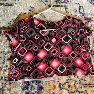 Pink, Black, and White crop top